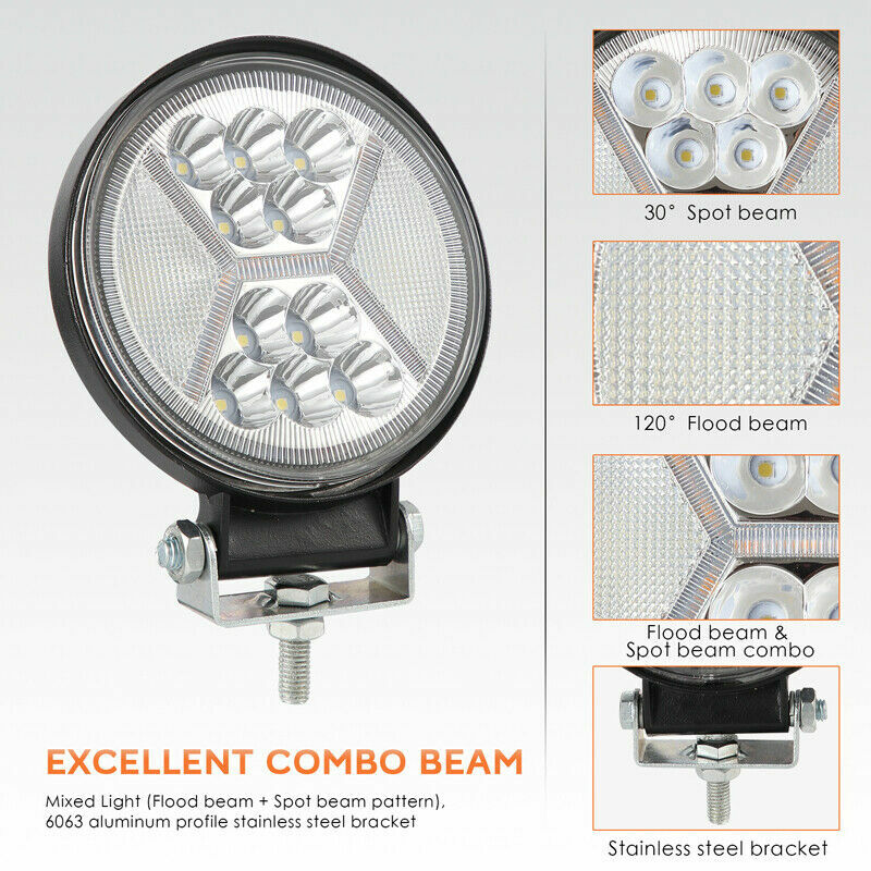 Kit 2 Fari Lavoro LED 126W Rotondi 12V 24V per Trattore e Escavatore - 3