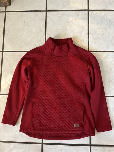 LL Bean Quilted Red Pullover Mock Neck 