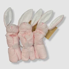 $46 Angel Dear Girls Pink Bunny Three Of A Kind Blankie Set Of 3-pcs