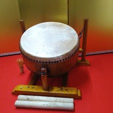 Japanese Traditional Drum Taiko Wadaiko W/Bachi Wooden Stand Buddhist Tool