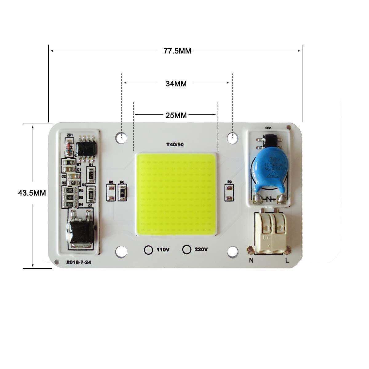 Led Lighting Cob Engine Module 2pcs Led Cob Chip 50w 110v White Light Engine Integrated Smart Ic ...