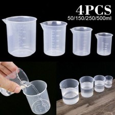 4 stk Kunststoff Messbecher Set Kit Meßkanne Meßbecher 50-500ml für Labor Küche