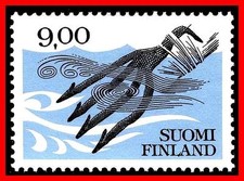 FINLANDIA 1984 ANTICA LANCIA PESCE MNH SC#640 fosforo (E15)