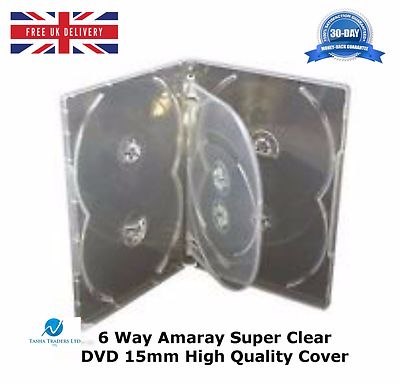 5 x 6 Wege Amaray klar 15 mm DVD hält 6 Discs hochwertig neu Ersatz Cover