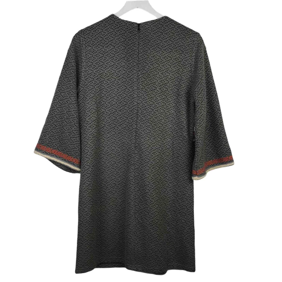 Esley вышитый серый вязаный Bell рукав свитер платье женщин Sz L - Изображение 4 из 4