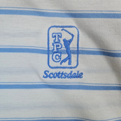 Oxford Golf Men's Super Dry Polo Shirt Size L Blue & White Stripes Cotton SPOTS - Picture 2 of 11