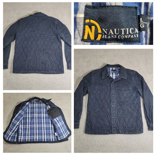 Nautica Jeans Co Jeansjacke Herren Large blau indigo gesteppt gefüttert Jagdmantel - Bild 1 von 17