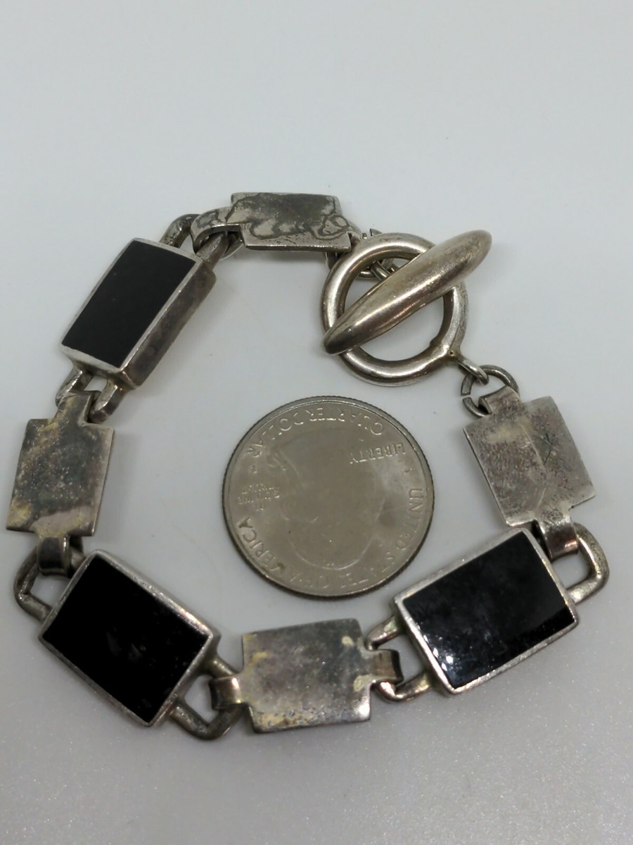 アクセサリー Vintage Onyx Cuff Bracelet 54g Vintage Black Onyx Sterling Silver Cuff Bracelet Approx