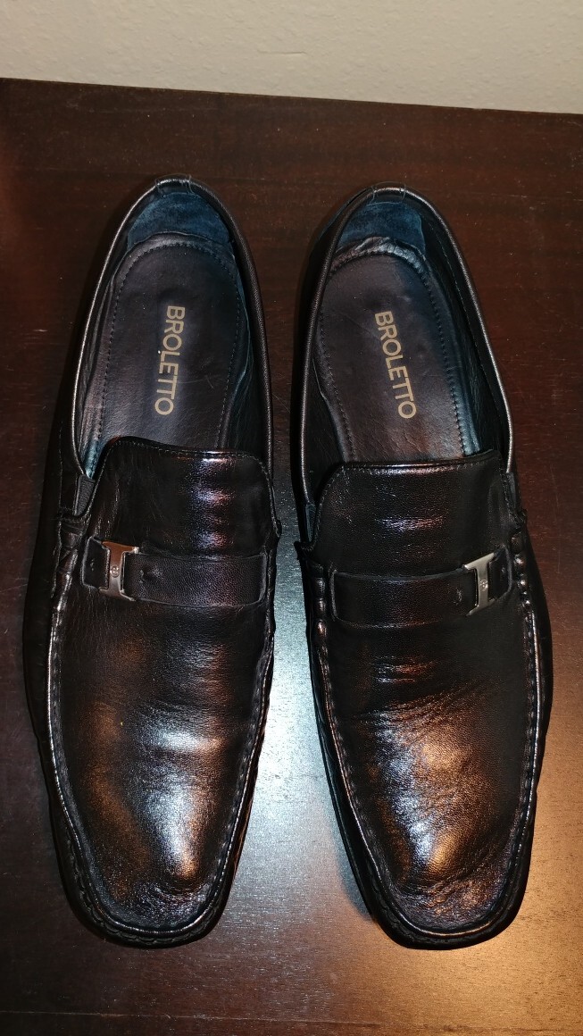 Broletto Italy Men Leather Black strap slip on loafer 12M | eBay display picture 1