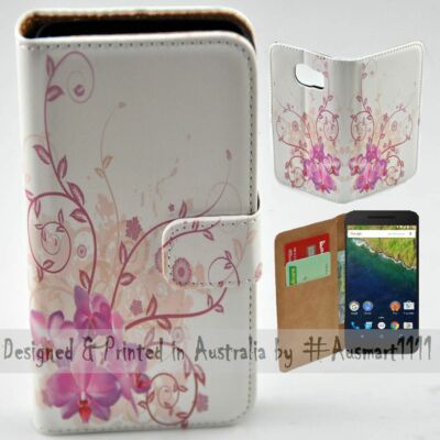 For Google Series - Purple Orchid Theme Print Wallet Mobile Phone Case Cover
