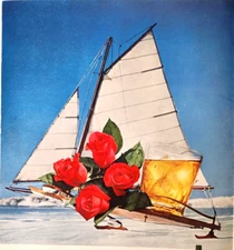 Ice Sailing Four Roses Frankfort Blended Whiskey 1953 Ad Magazine Print