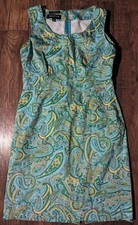 Jones New York Signature Womens Sleeveless Dress Sz 8 Turquoise Paisley Zip NWOT