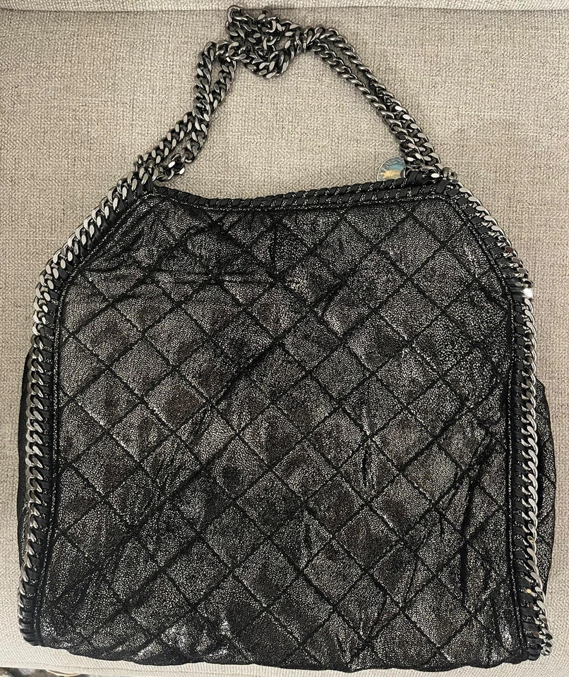 Подлинный STELLA MCCARTNEY Falabella большая сумка с короткими ручками, стеганая, черный - Изображение 3 из 4