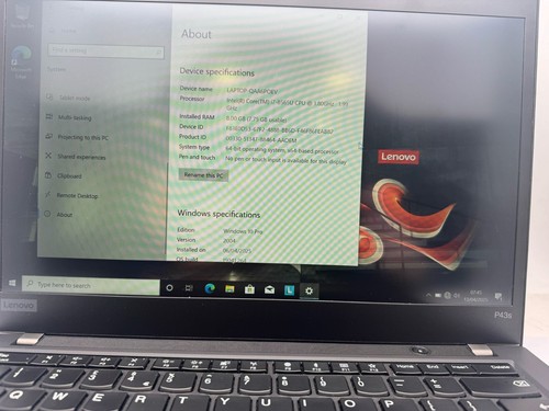 LENOVO THINKPAD P43S CORE I7-8565U 1.80 GHZ 256GB SSD 8GB RAM WIN 10 - Picture 3 of 4