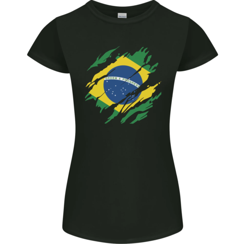 Zerrissen Brasilien Flagge Brasilianischer Tag Fußball Damen Petite Schnitt - Photo 1/72