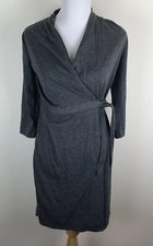 Ann Taylor Women’s Dress 2 Gray Long Sleeve Wrap V Neck Knit