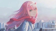 Anime girls zero two darling franxx pink hair fan art playmat gaming mat