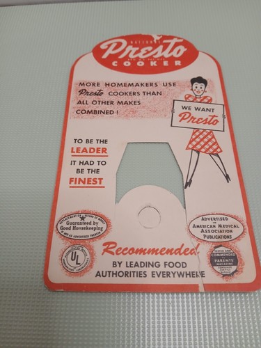 Presto Cooker Model 40 Recipe Book Instructions And Time Tables 1940s Plus Tag - Picture 5 of 7