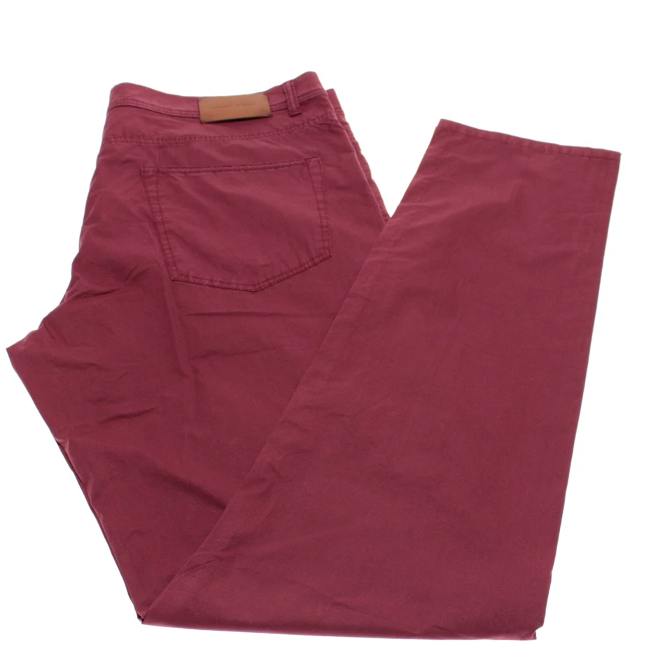 Pantalones informales Luciano Barbera NUEVOS CON ETIQUETAS 5 bolsillos corte jean talla 54 38 EE. UU. en algodón rojo Foto 2 de 4