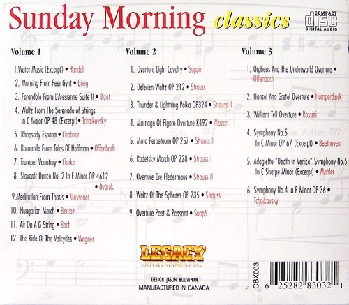 Sunday Morning Classics 3-CD Box Set (CD, 2001, Legacy Entertainment) - Picture 2 of 2