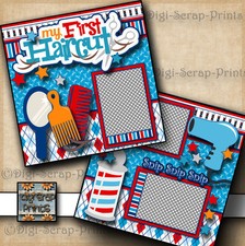 MY 1ST HAIRCUT BOY 2 premade scrapbook pages paper baby toddler DIGISCRAP A0581
