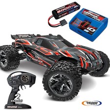TRAXXAS Rustler 4X4 VXL Rouge RTR + 1X 2S 5000 mAh Batterie Et Chargeur Traxxas