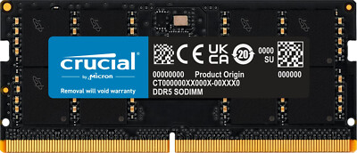 Crucial RAM 32GB [1x32GB 4800MHz DDR5 CL40 SO DIMM] CT32G48C40S5