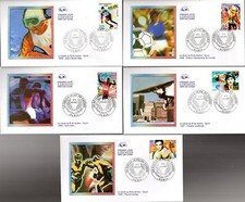 3312/6+ FDC  5 ENVELOPPES 1er JOUR CEF   LE SIECLE AU FIL DU TIMBRE  LE SPORT