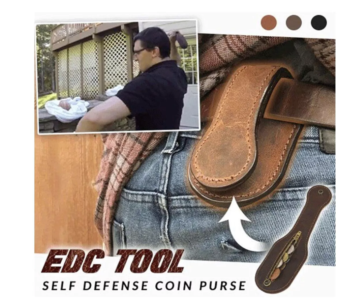 EDC Leather Coin Wallet Slapjack Cosh Self defence Multi Tool Belt