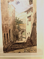 VENCE Belle Aquarelle signée AF datée de  1919
