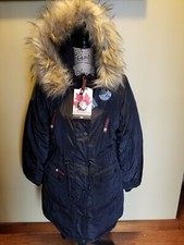 Nwt Womens Canada Weathergear Puffer Parka Coat Black Faux Fur Removable Hood M
