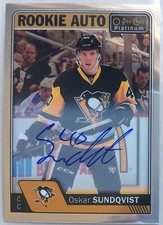 2016-17 OSKAR SUNDQVIST OPC O-PEE-CHEE PLATINUM ROOKIE AUTO #R-OS PENGUINS