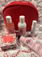 Crabtree Evelyn ROSEWATER Travel Gift Bag Shower Hand Soap Lotion 6 pc GIFT