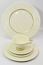 Vintage LENOX China CRETAN 5 Piece Place Setting Gold Greek Key Dinner plate USA