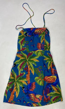 Farm Rio Sunny Day Midi Dress Women Small Multicolor All Over Print Linen Blend