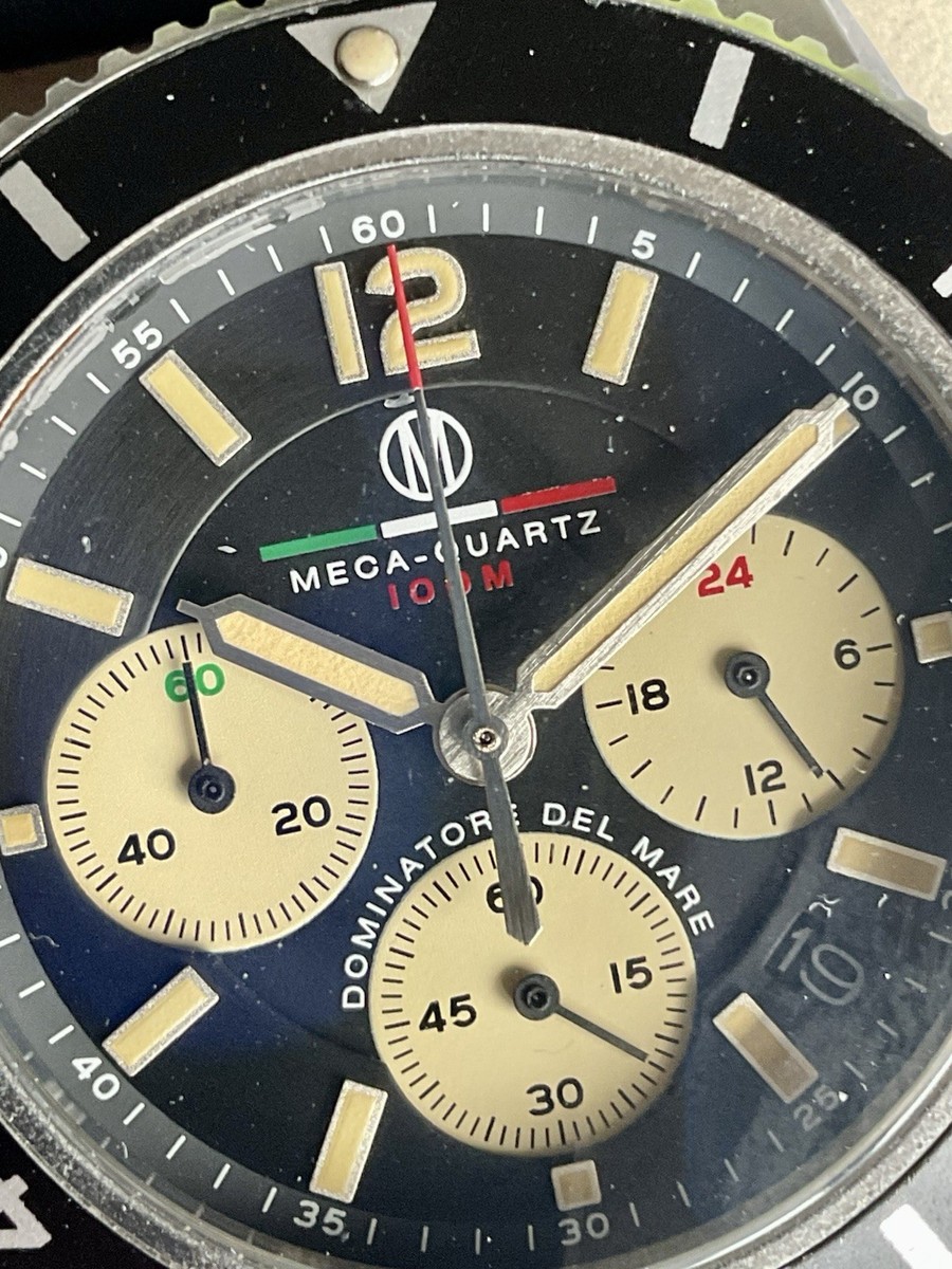 Rare Panda Dominatore Del Mare 3 Register Meca-Quartz Chronograph EUC