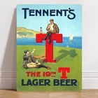 Tennent'S Lager Beer T Golf Vintage Advert Tin Metal Signs Home Décor 8x12