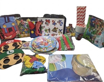 10 Pc Super Mario Party Supplies For  Birthday Mario Bros B-day Party Supplies