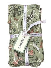 MORRIS & Co Seasons by May Green Floral 20" Cotton Dinner Napkins Set Of 8 New