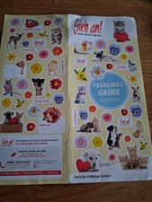 2 x Sticker Aufkleber mit Katzen, Hunde Haustiere Blumen