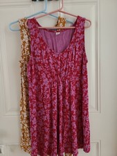 2 Old Navy Sleeveless Maternity Floral Sleevless Tops, Pink And Brown
