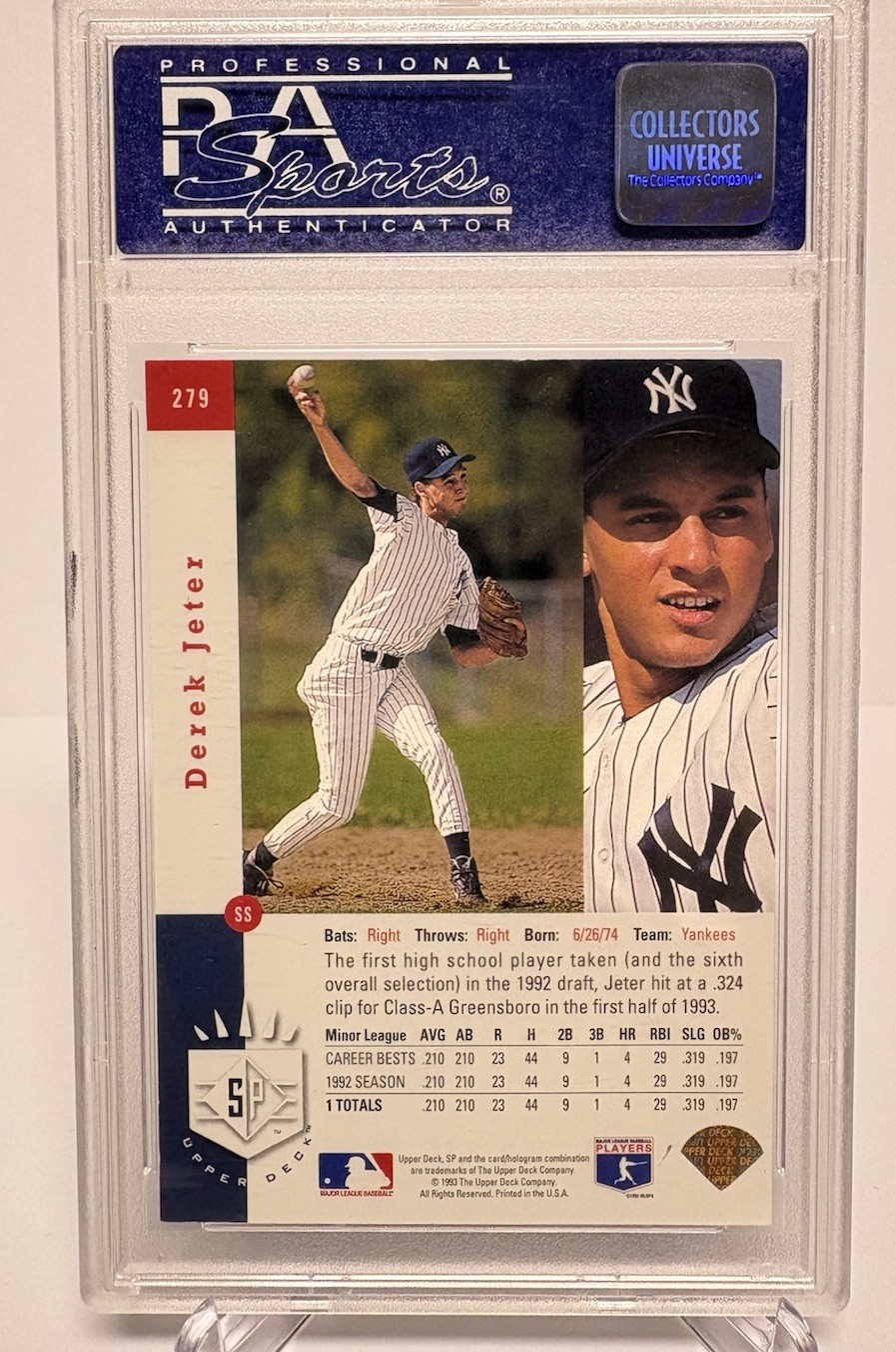Derek Jeter 1993 SP Foil Rookie #279 PSA 8 New York Yankees view 2