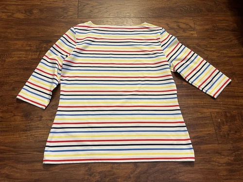 Saint James M/L US FR 5-46 White Red Yellow Blue Striped Shirt - Picture 9 of 9