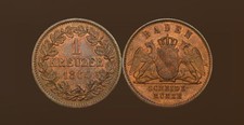 BADEN (German State) 1 Kreuzer 1864 - Copper - Friedrich I. - aUNC