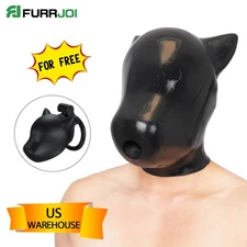 FURRJOI Silicone BDSM Dog Drone Mask Hood With Tube For Role Play Halloween