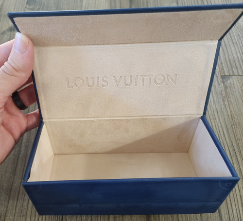 Louis Vuitton Sunglasses Hard Case Empty Navy Blue Magnetic Travel Storage Box