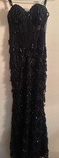 Black Sequin Lace Long Sheath Dress Sweetheart Neck Spaghetti Strap Formal