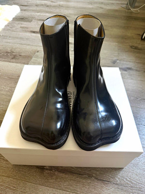 MM6 Maison Margiela Black Leather Ankle Boots Round Toe Zip US 11 EU 44