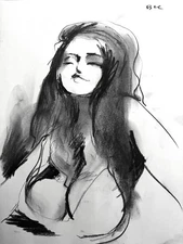 Portrait Academic Female Charcoal Drawing On Paper 11”x14” Original Signed