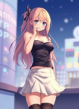 SEXY ANIME  WAIFU MINI SKIRT BABE  4x6 Print  Fantasy Art 03102630